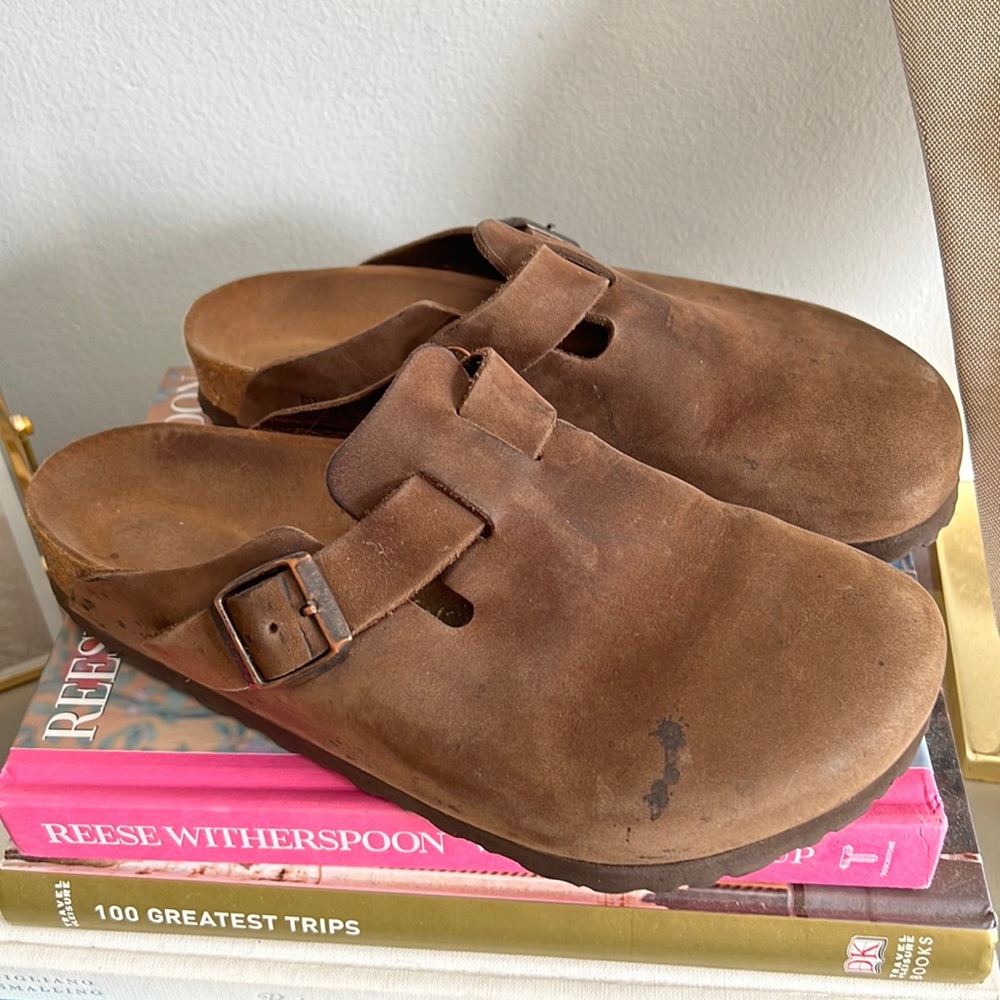 Brown Leather Birkenstock Clogs